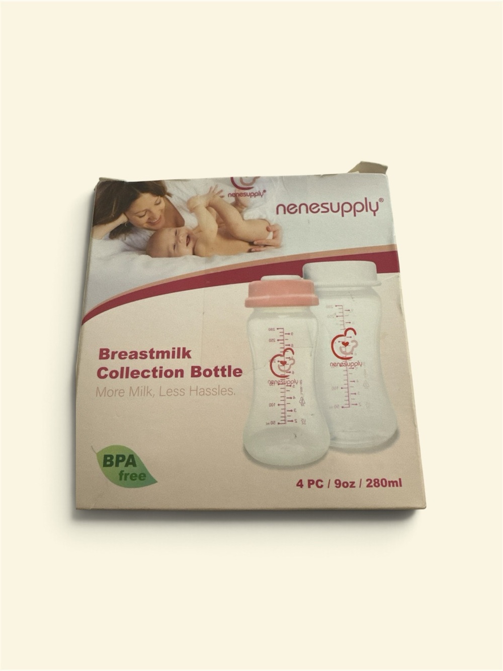 Breastmilk Collection Bottle - Pink & Clear